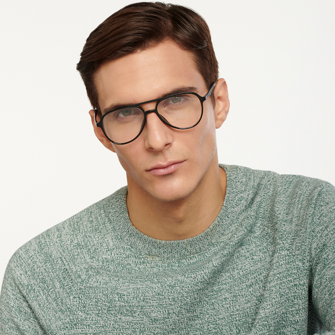 Lenskart Air Online Black Full Rim Aviator left side