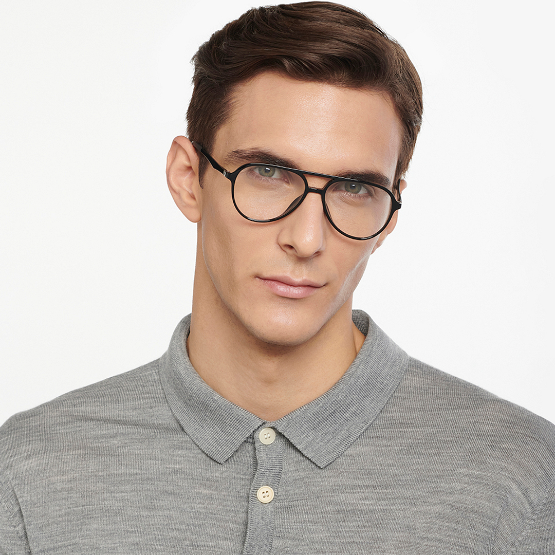 Lenskart Air Online Black Full Rim Aviator left side