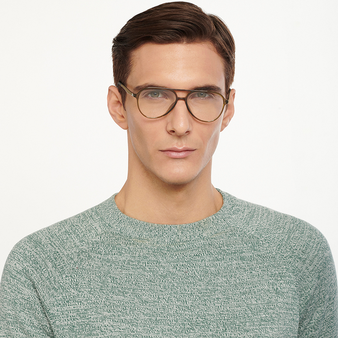 Lenskart Air Online Green Transparent Full Rim Aviator left side