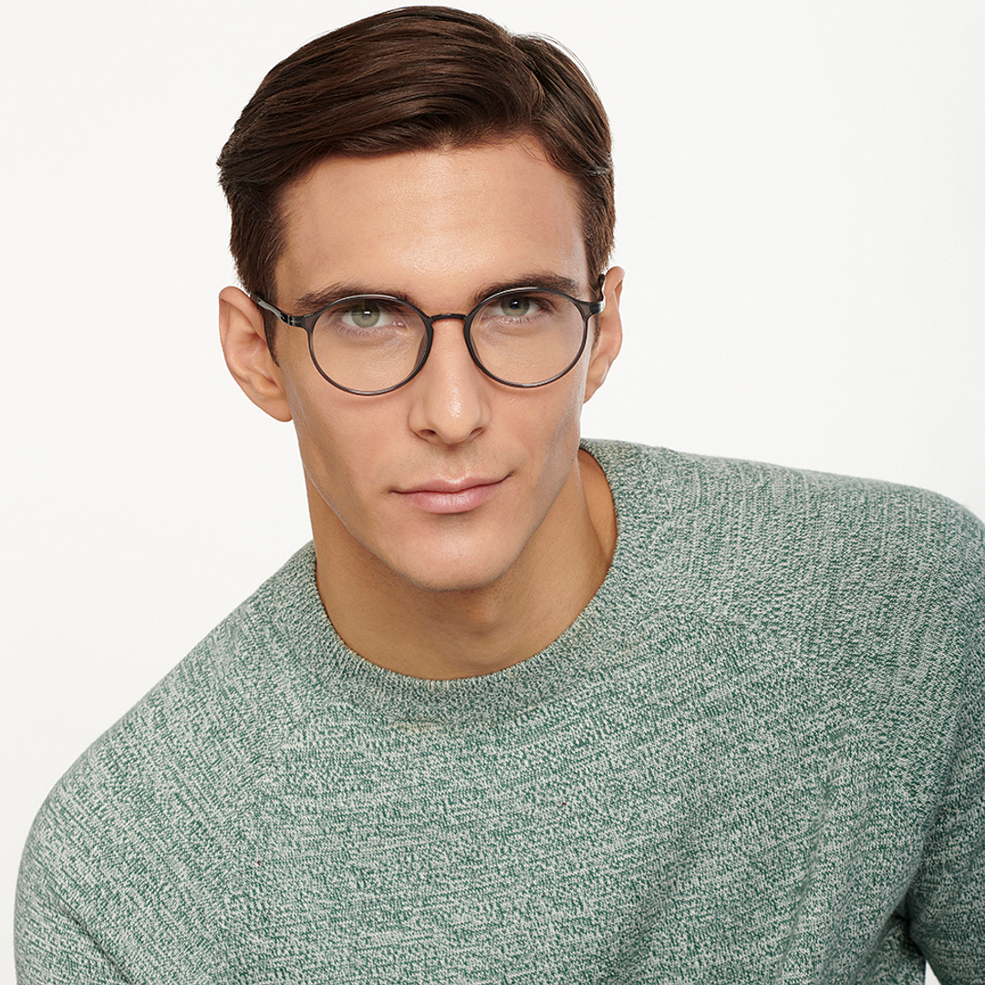 Lenskart Air Online Gray Transparent Full Rim Round left side