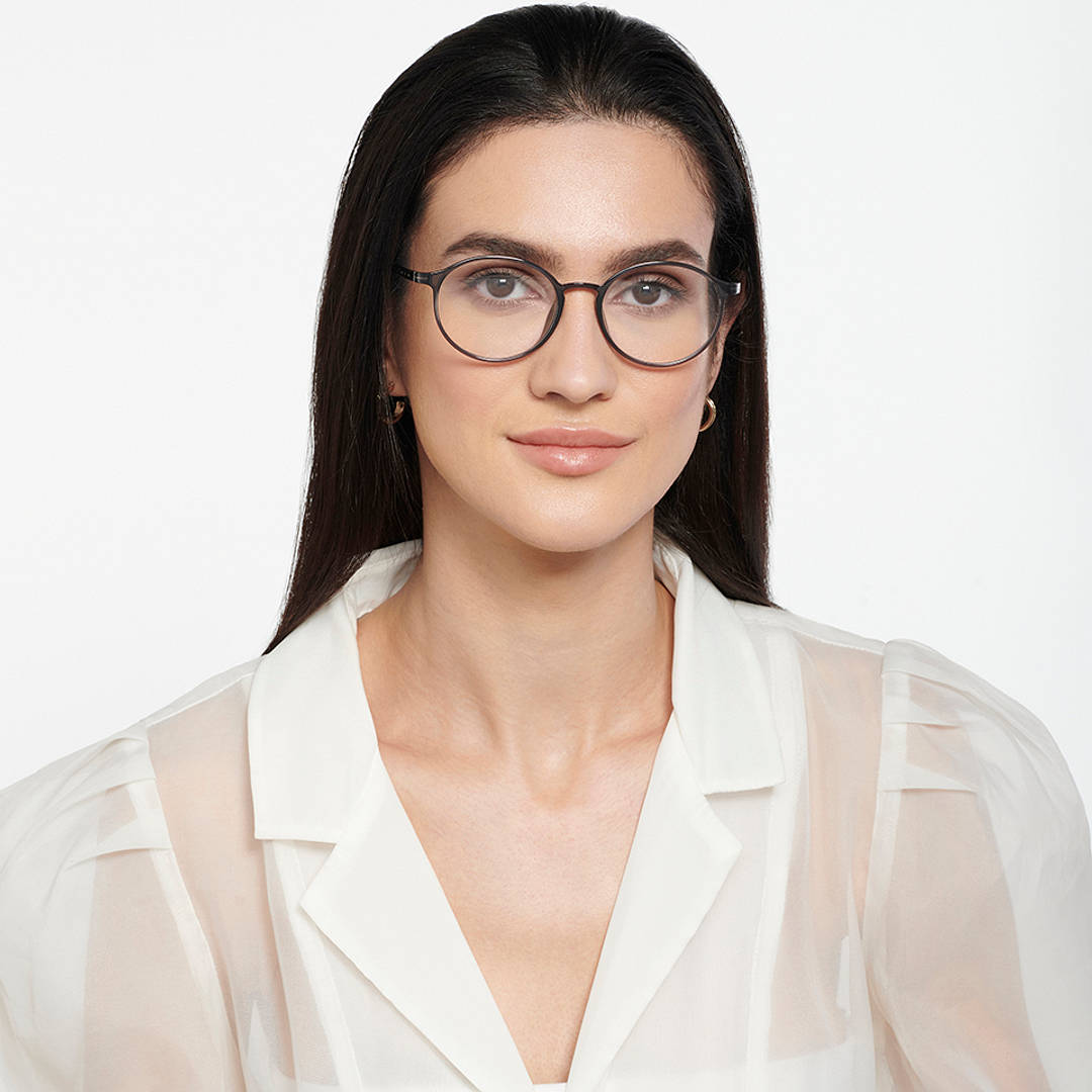 Lenskart Air Online Gray Transparent Full Rim Round left side