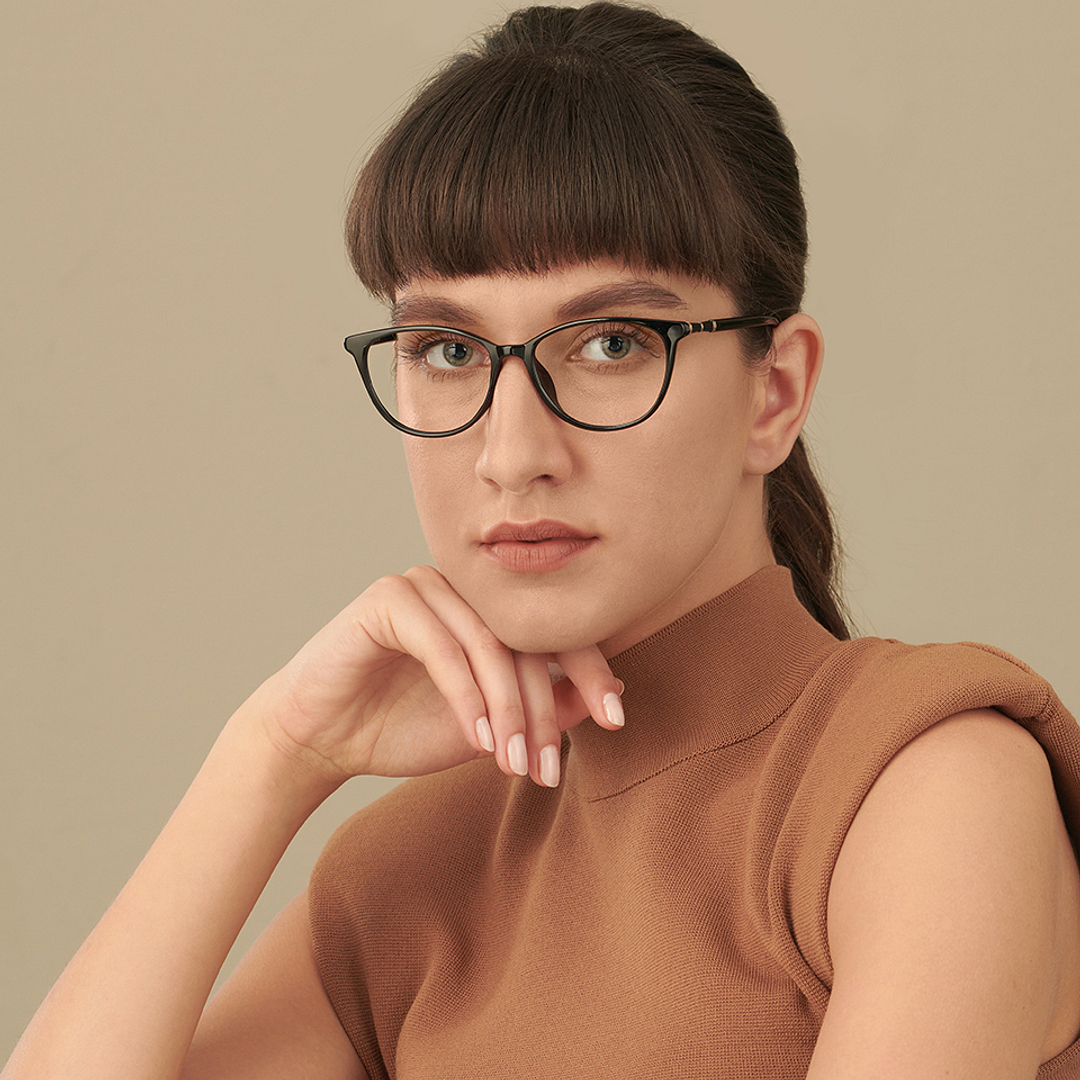 Lenskart Air Online Black Full Rim Cat Eye left side