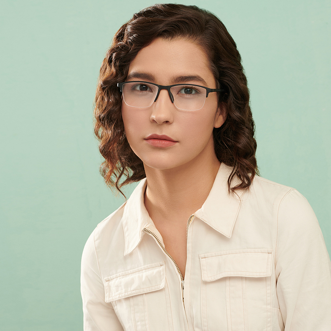 Lenskart Air Online Black Half Rim Rectangle left side