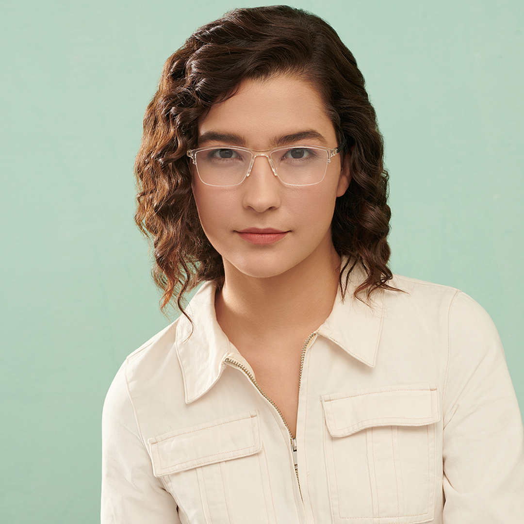 Lenskart Air Online Crystal Transparent Half Rim Rectangle left side