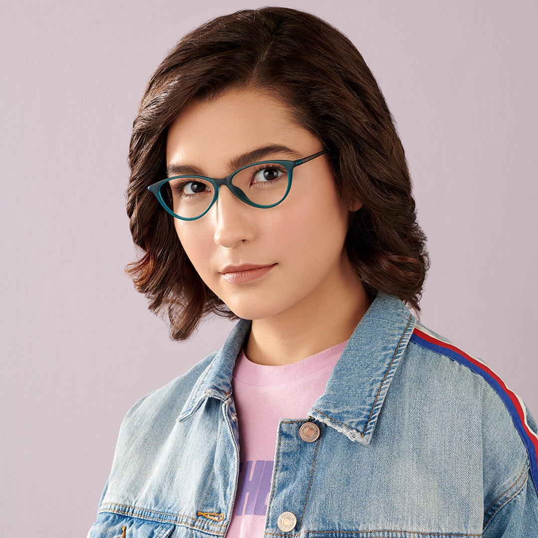 Lenskart Air Online Sky Blue Full Rim Cat Eye left side