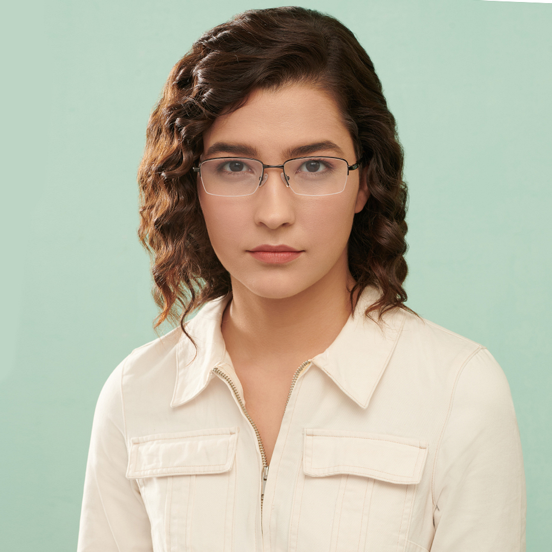 Lenskart Air Online Mid Gunmetal Half Rim Rectangle left side