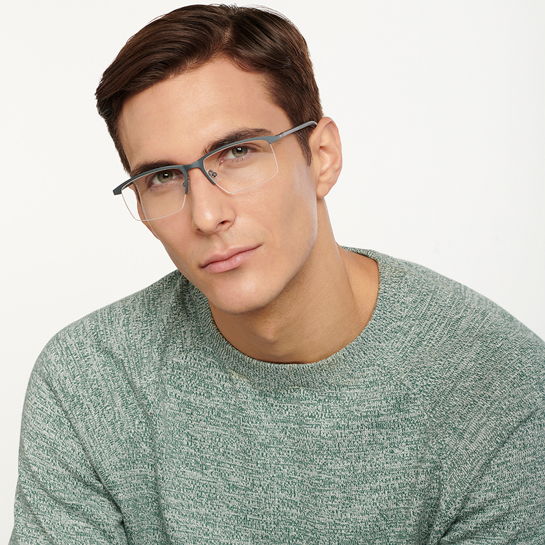 Lenskart Air Online Light Gray Half Rim Rectangle left side