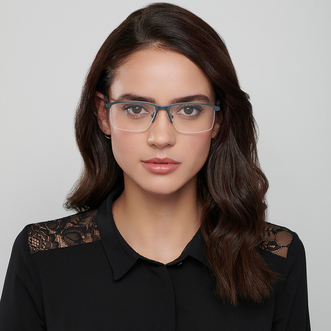 Lenskart Air Online Light Gray Half Rim Rectangle left side