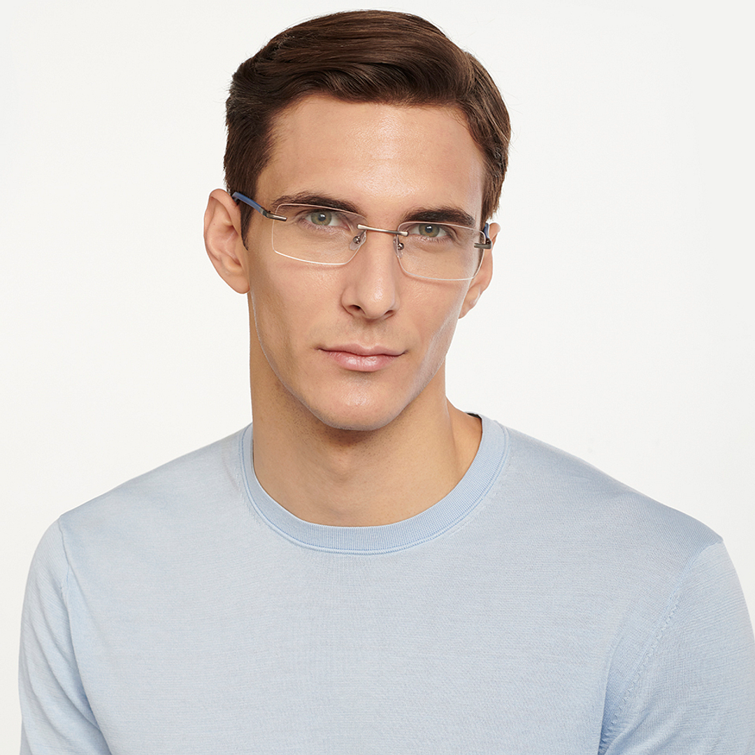 Lenskart Air Online Mid Gunmetal Rimless Rectangle left side