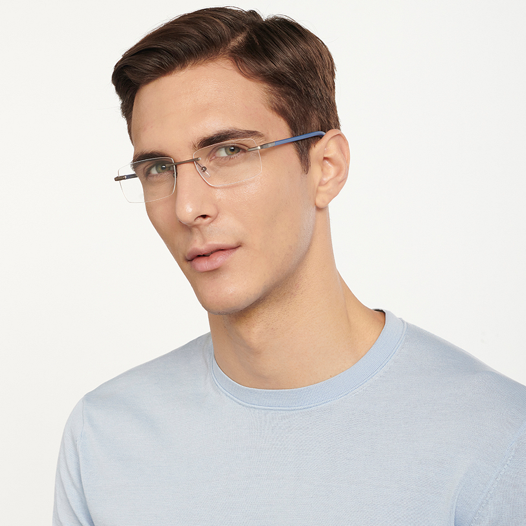 Lenskart Air Online Mid Gunmetal Rimless Rectangle right side