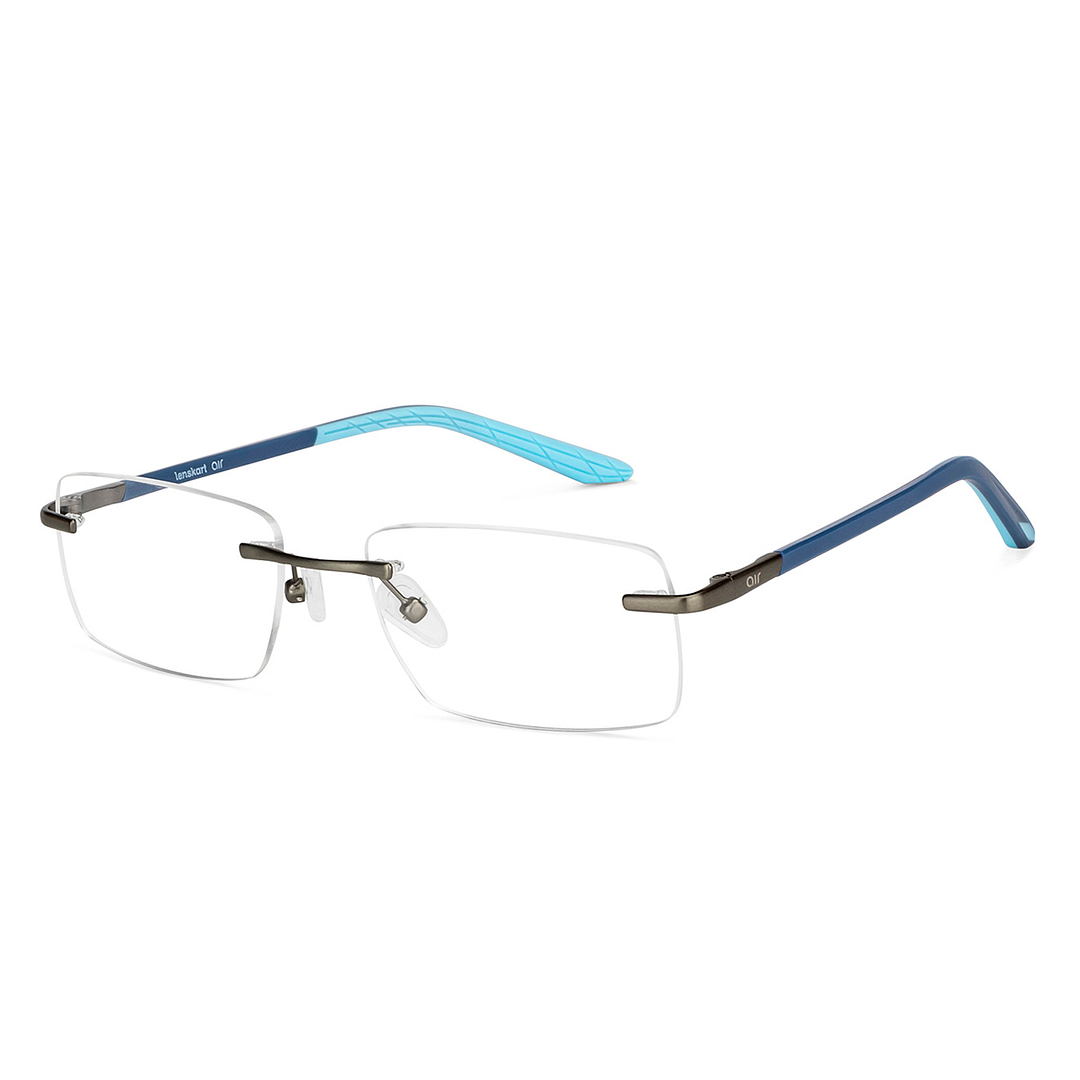 Lenskart Air Online Mid Gunmetal Rimless Rectangle right side