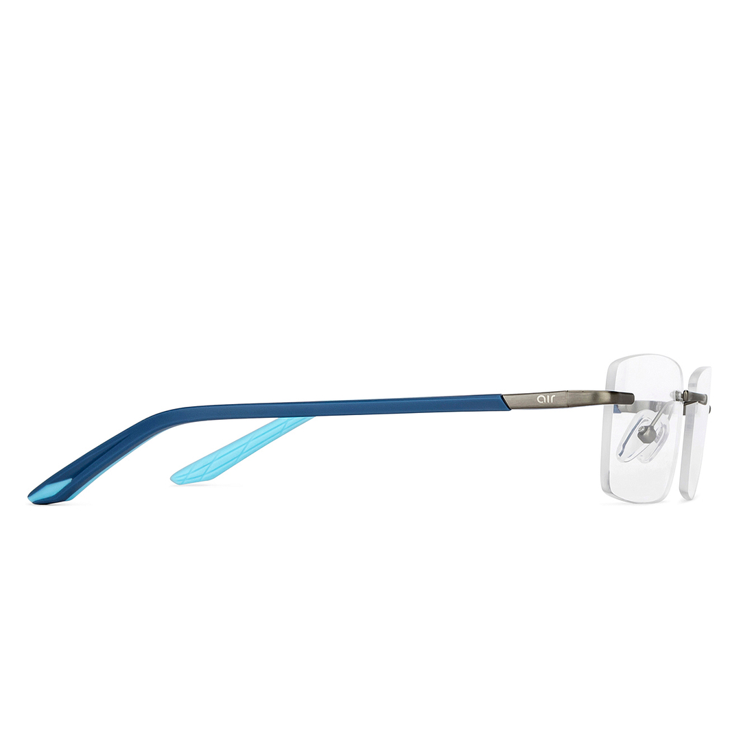 Lenskart Air Online Mid Gunmetal Rimless Rectangle left side