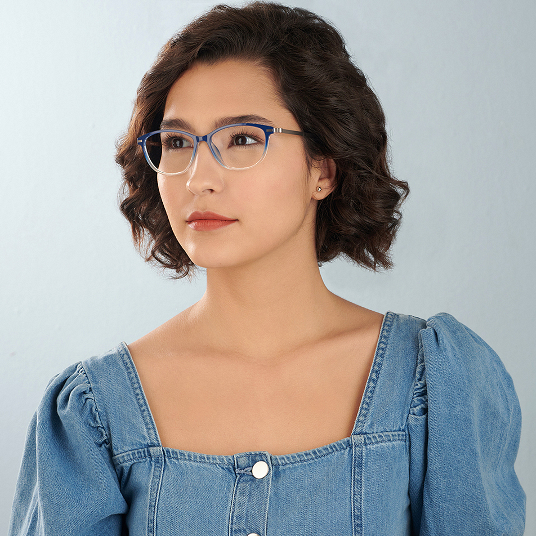 Lenskart Air Online Blue Transparent Full Rim Cat Eye left side