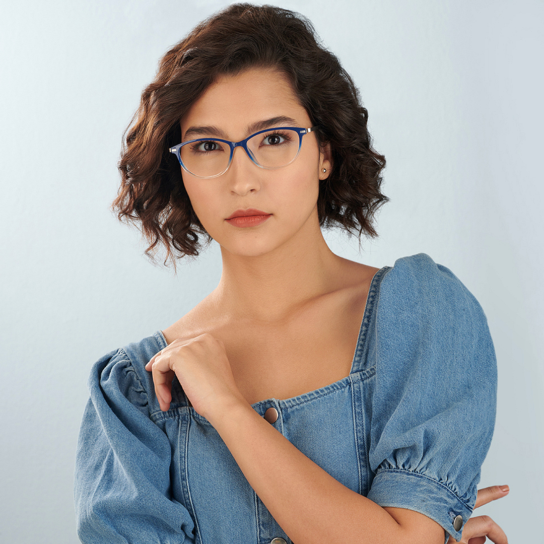 Lenskart Air Online Blue Transparent Full Rim Cat Eye right side