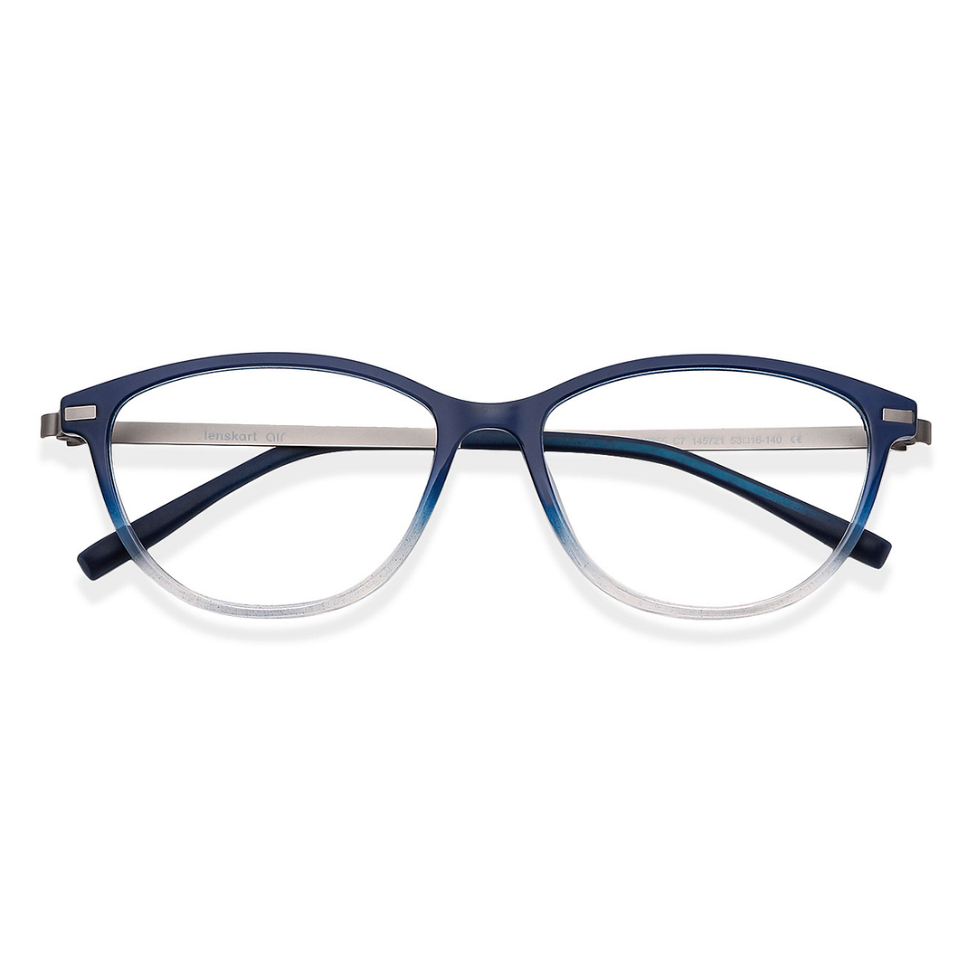 Lenskart Air Online Blue Transparent Full Rim Cat Eye left side