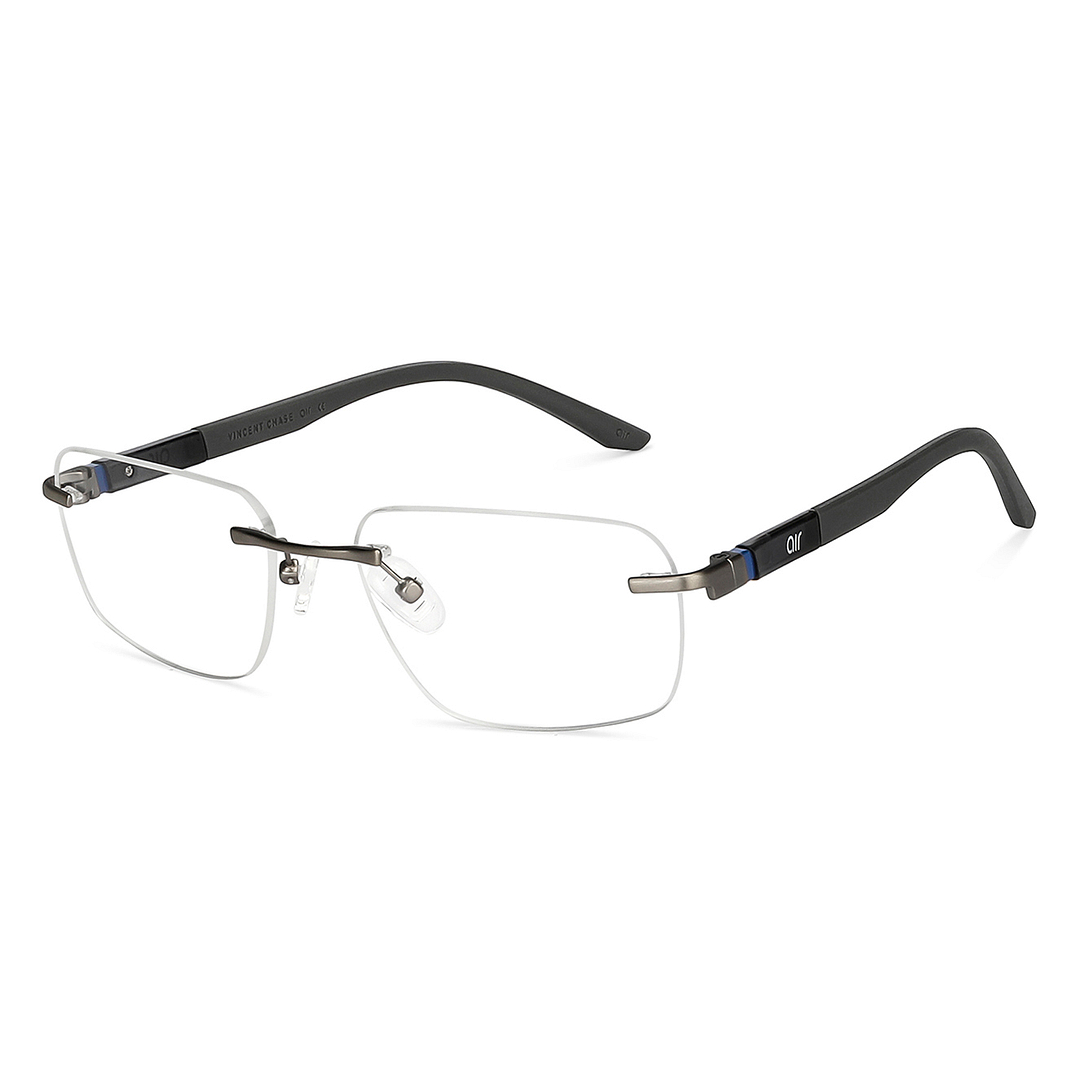 Lenskart Air Online Mid Gunmetal Rimless Rectangle right side