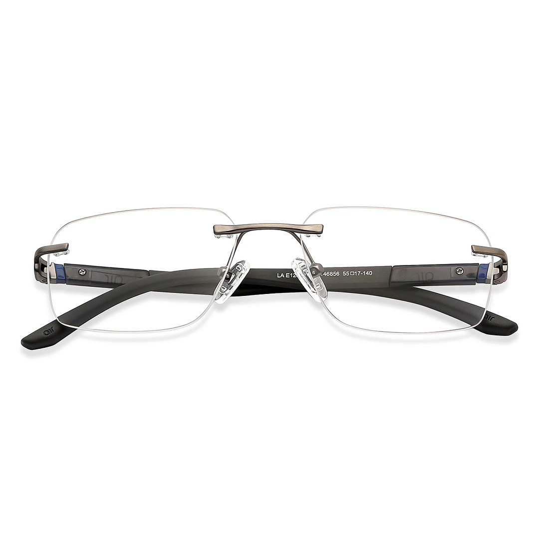 Lenskart Air Online Mid Gunmetal Rimless Rectangle left side