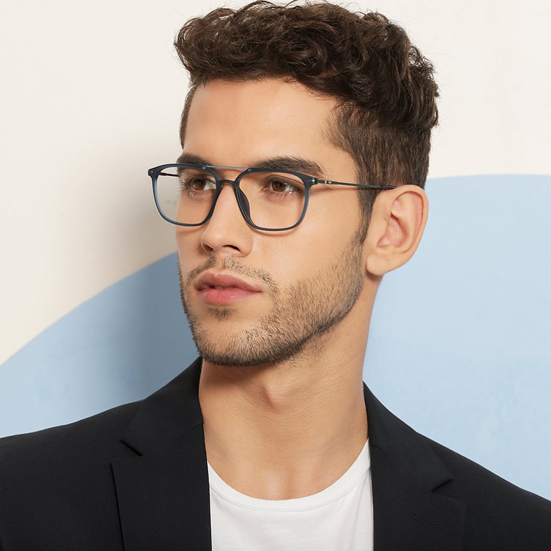 Lenskart Air Sky Blue Full Rim Square left side