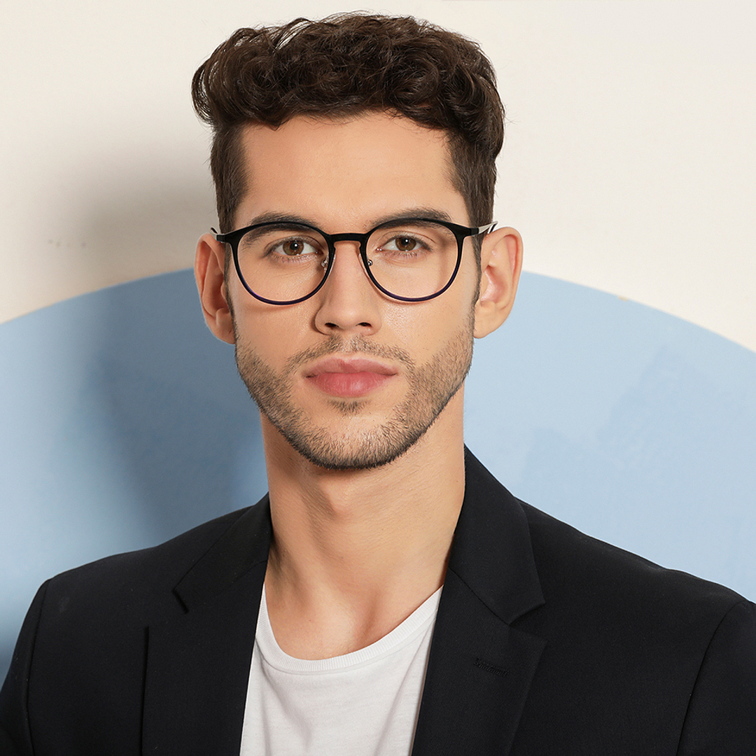 Lenskart Air Online Sky Blue Full Rim Round left side