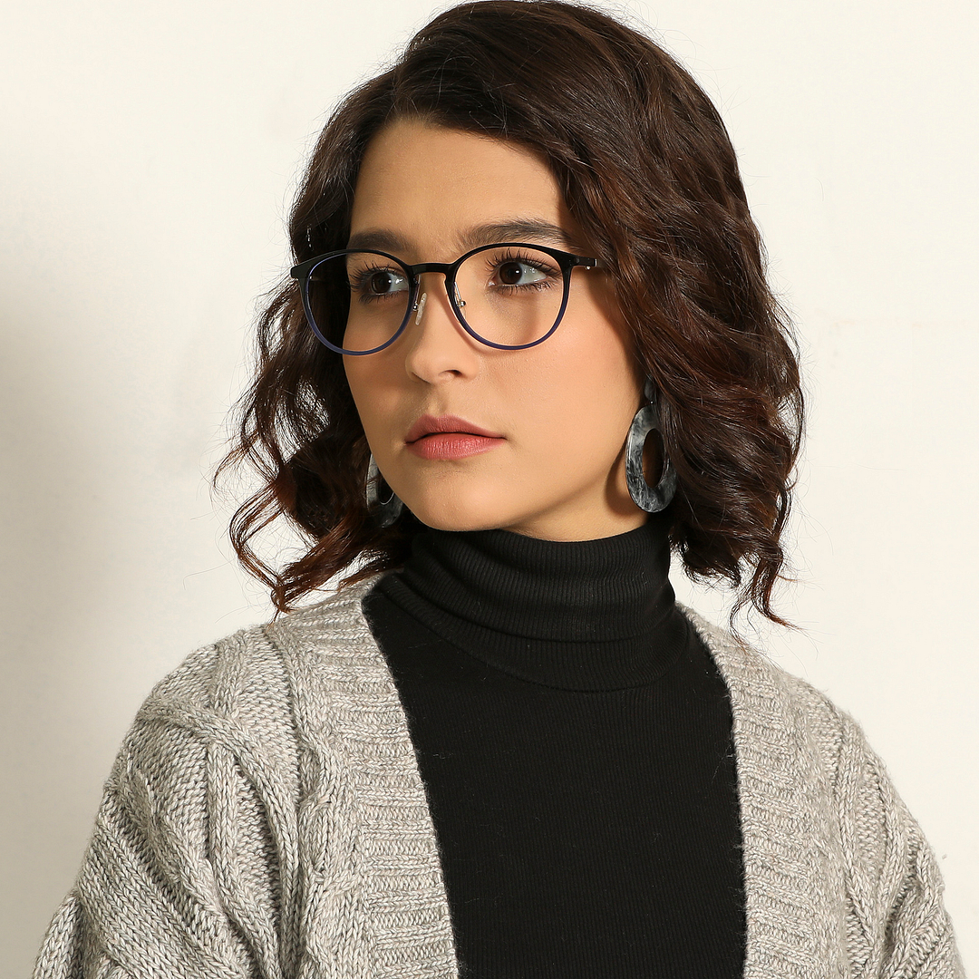 Lenskart Air Online Sky Blue Full Rim Round left side