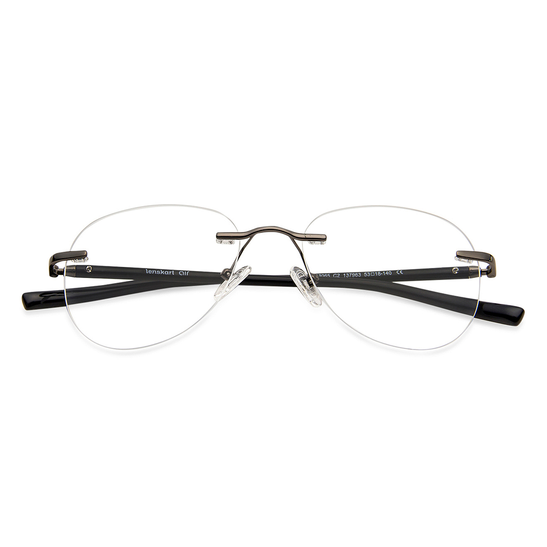 Lenskart Air Online Black Rimless Aviator left side