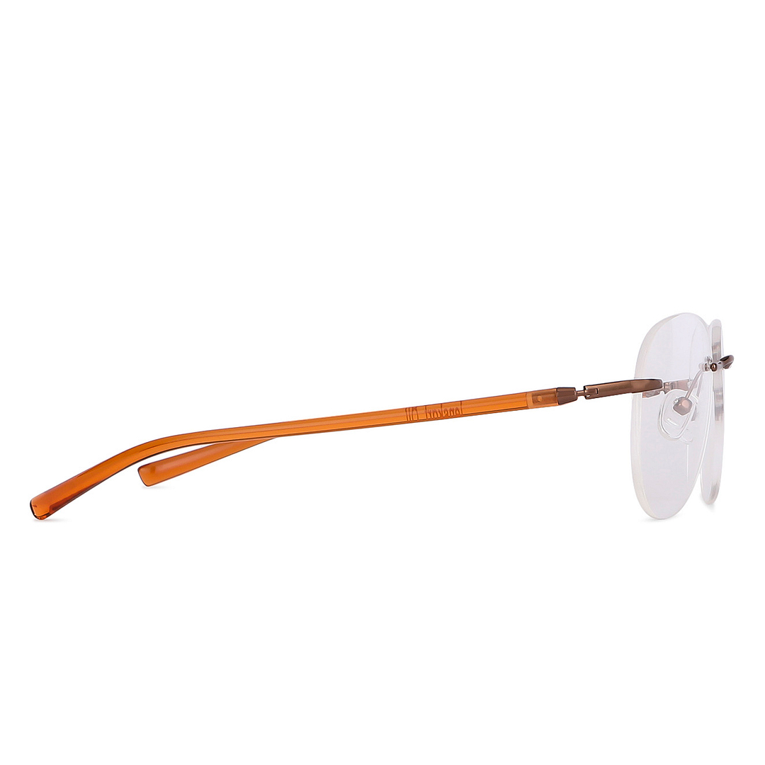 Lenskart Air Online Light Brown Rimless Aviator left side