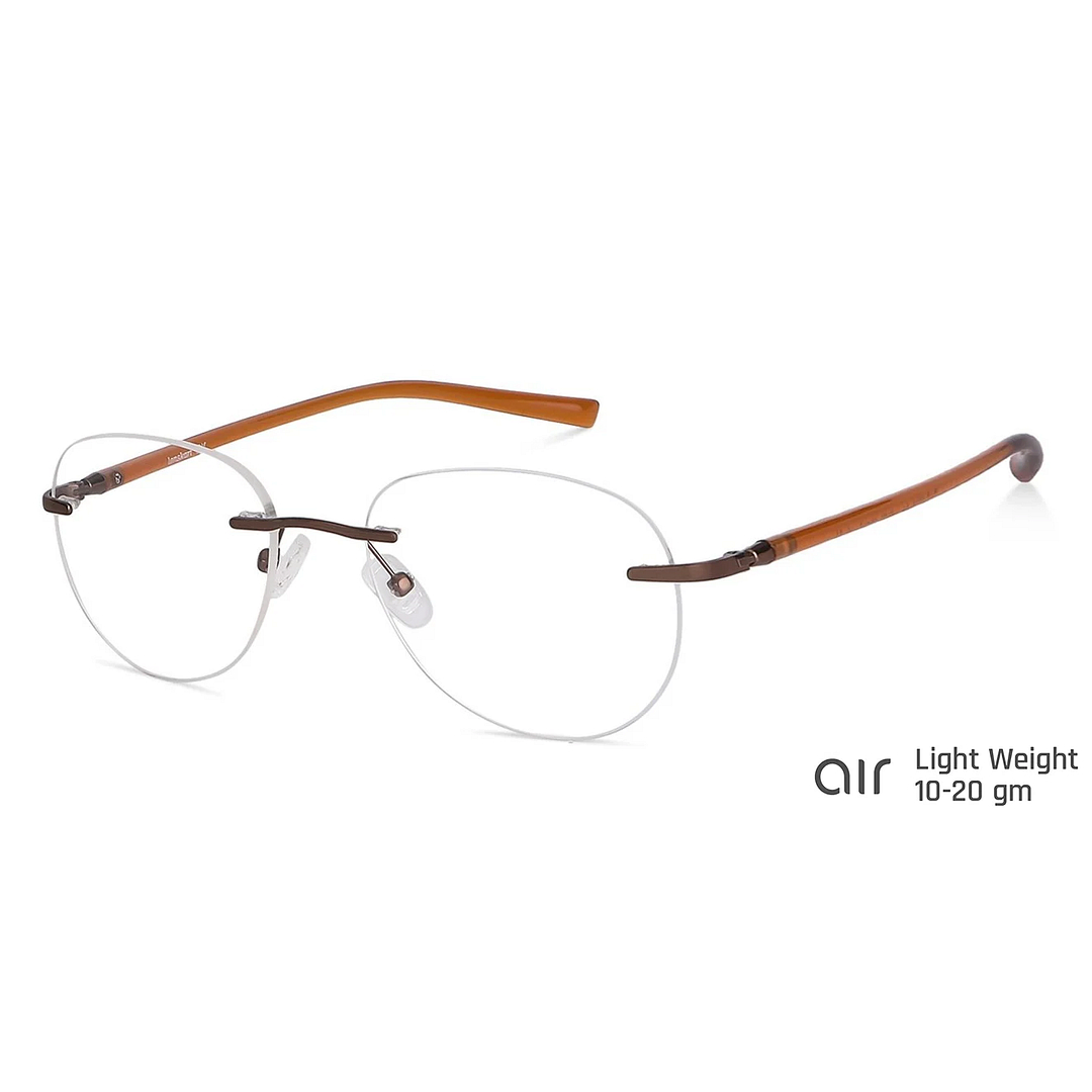 Lenskart Air Online Light Brown Rimless Aviator right side
