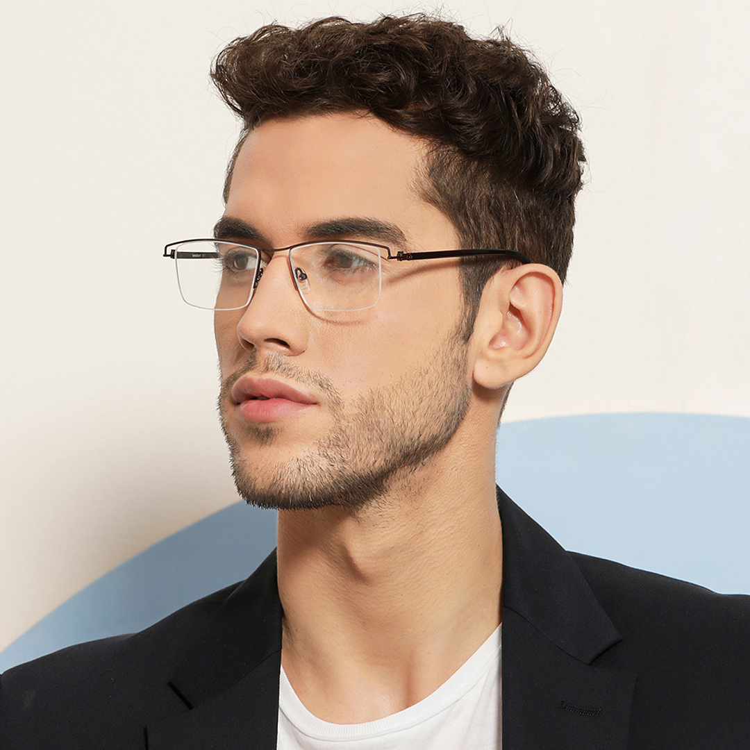 Lenskart Air Online Black Half Rim Rectangle left side