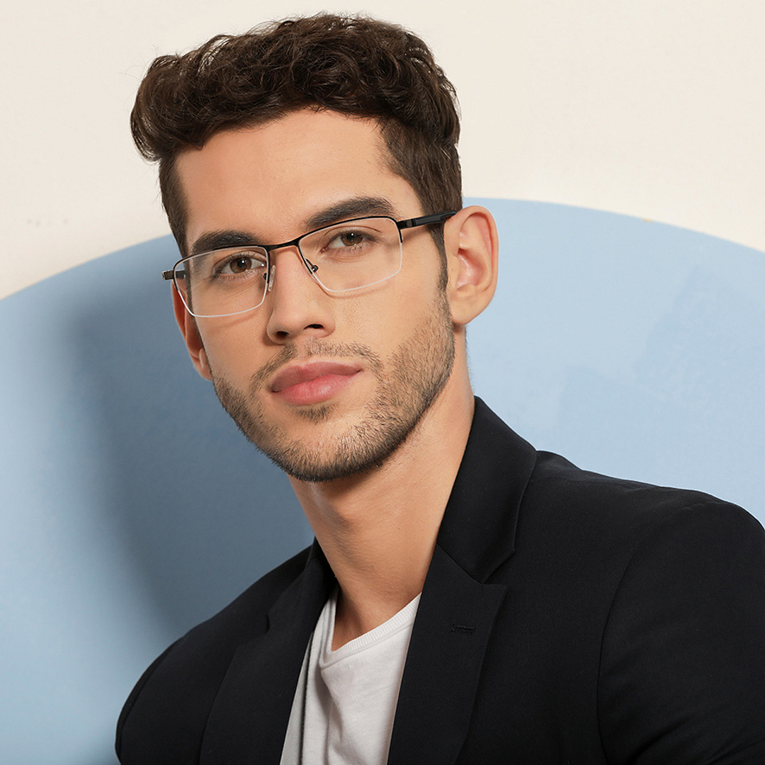 Lenskart Air Online Black Half Rim Rectangle left side