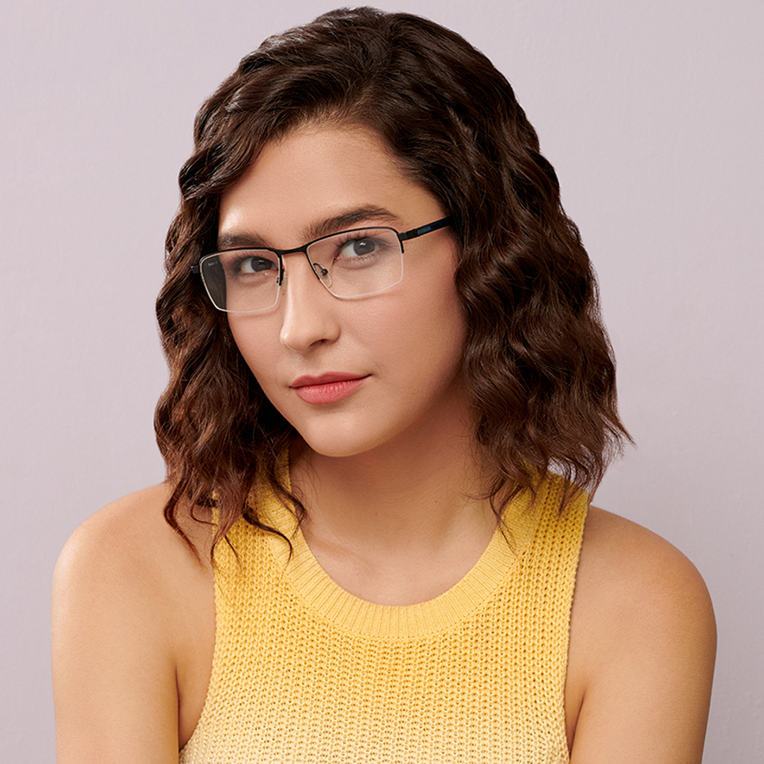 Lenskart Air Online Sky Blue Half Rim Rectangle left side