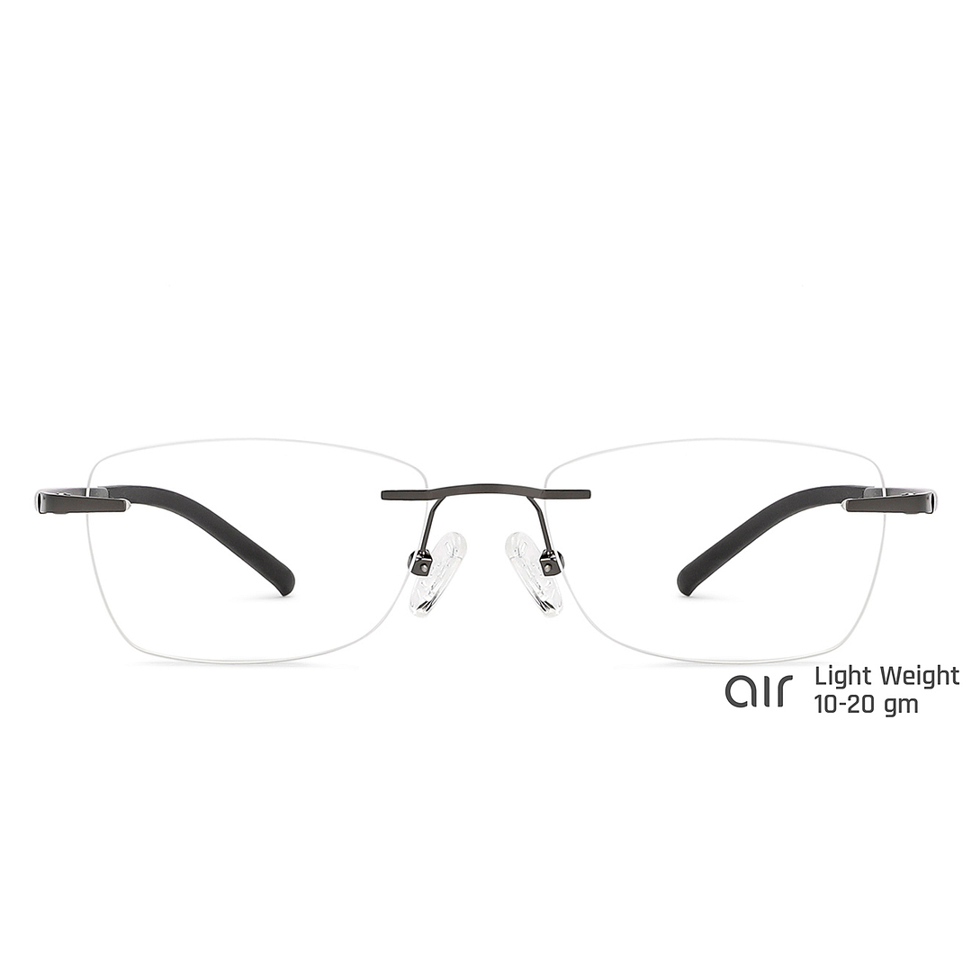 Lenskart Air Online Mid Gunmetal Rimless Rectangle left side