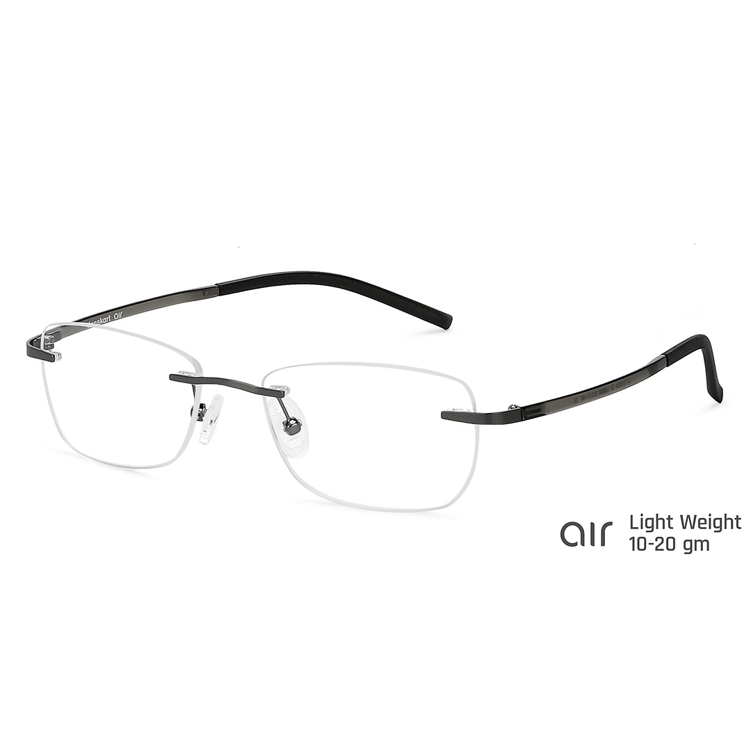 Lenskart Air Online Mid Gunmetal Rimless Rectangle right side