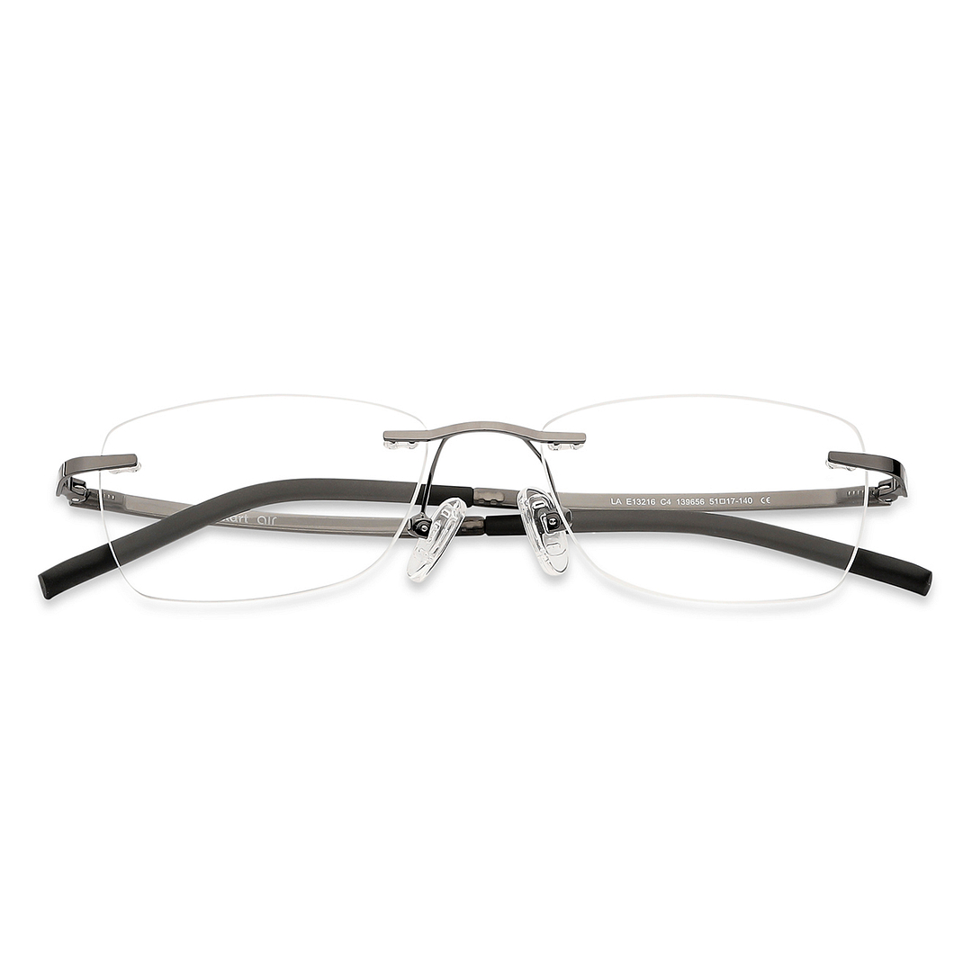 Lenskart Air Online Mid Gunmetal Rimless Rectangle left side