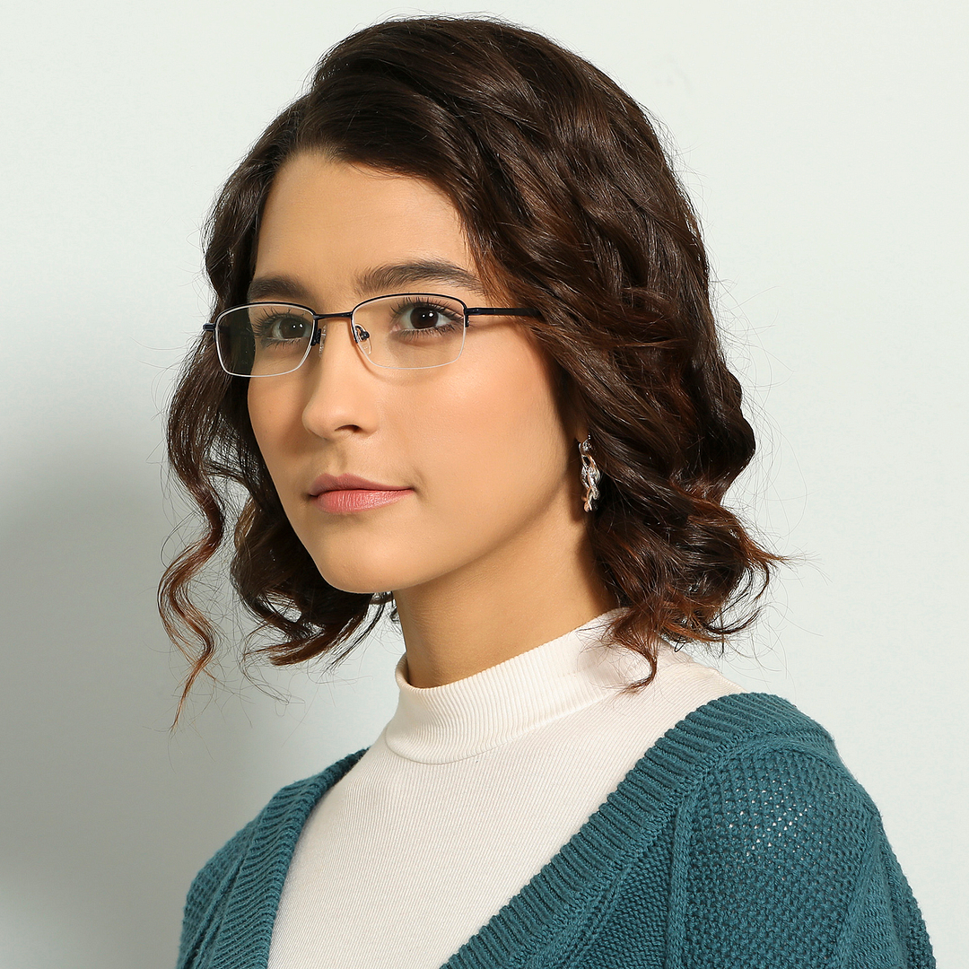 Lenskart Air Online Sky Blue Half Rim Rectangle right side