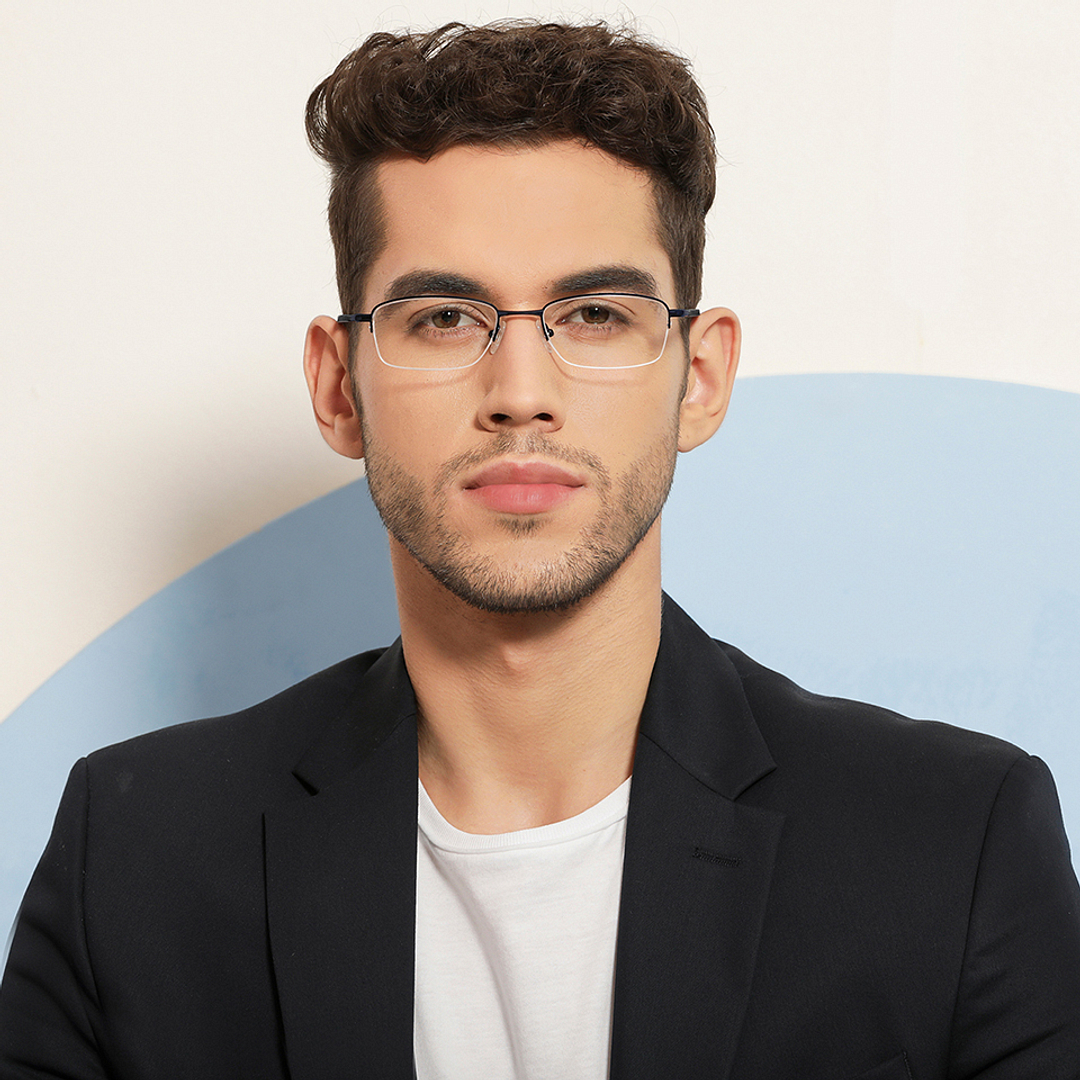 Lenskart Air Online Sky Blue Half Rim Rectangle left side