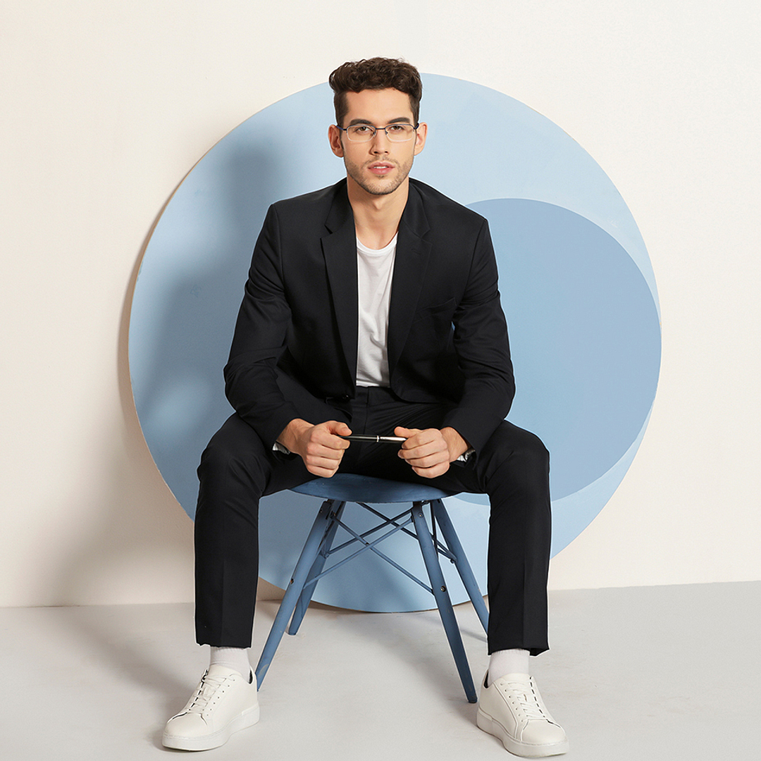 Lenskart Air Online Sky Blue Half Rim Rectangle right side