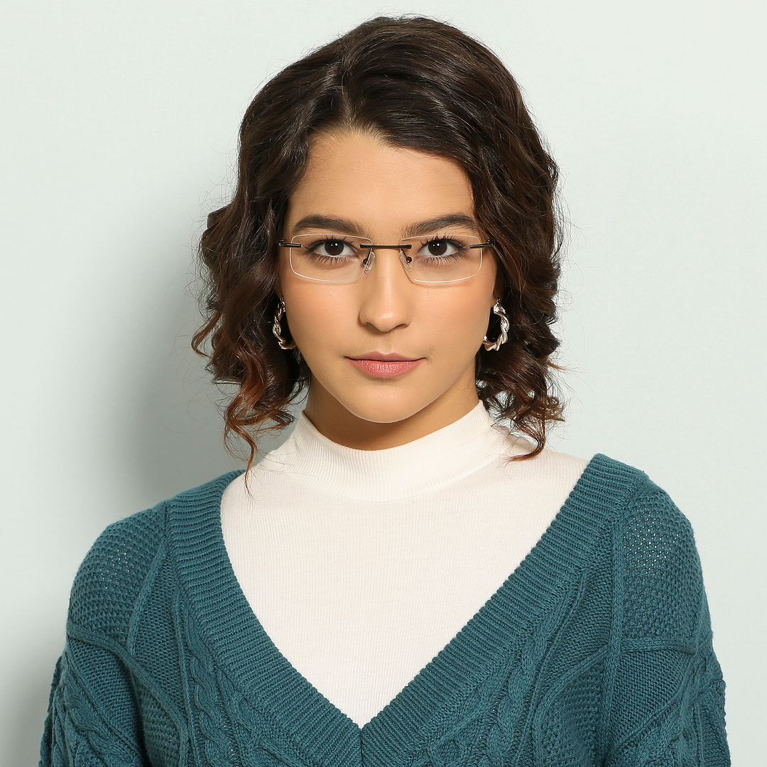 Lenskart Air Online Red Rimless Rectangle left side