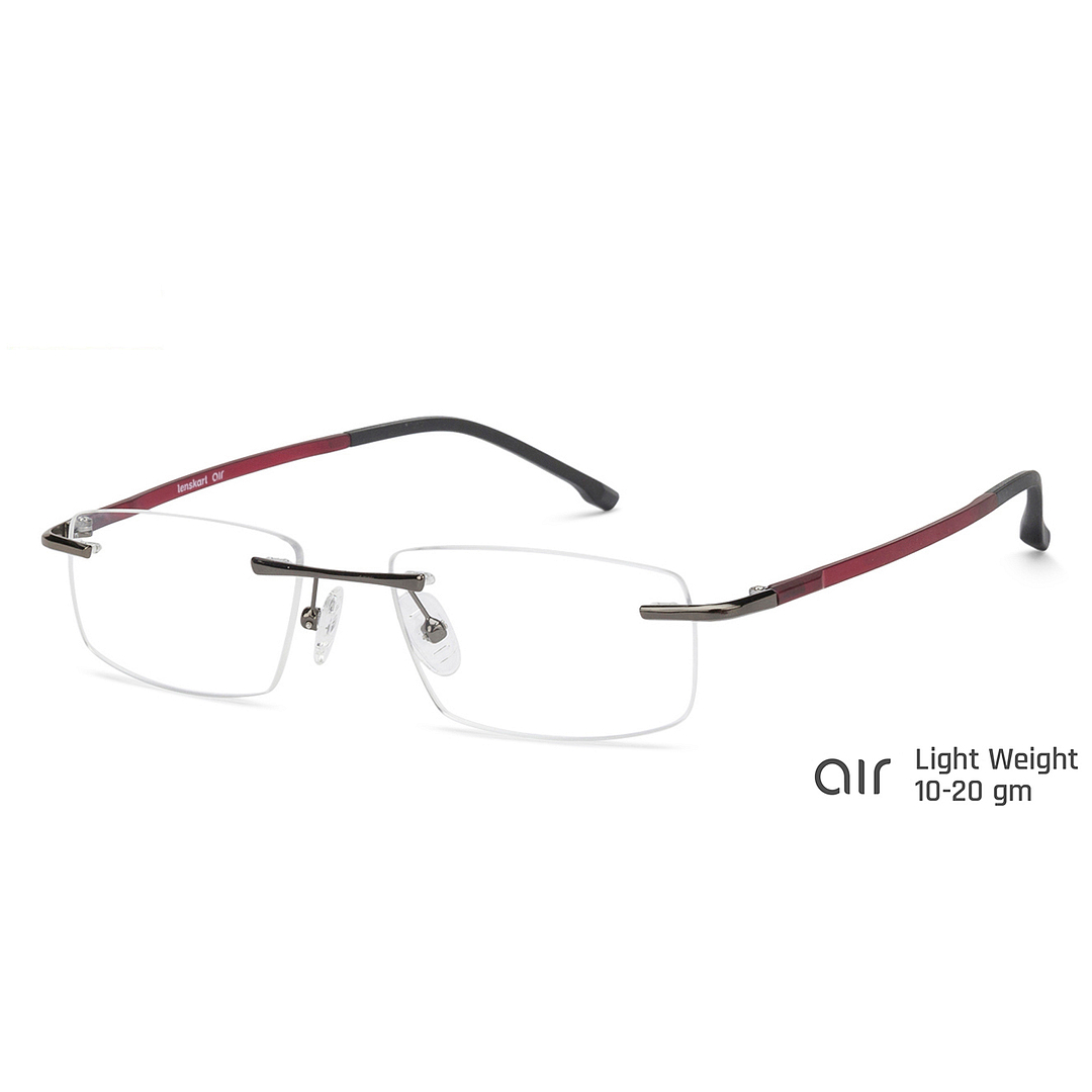 Lenskart Air Online Red Rimless Rectangle right side