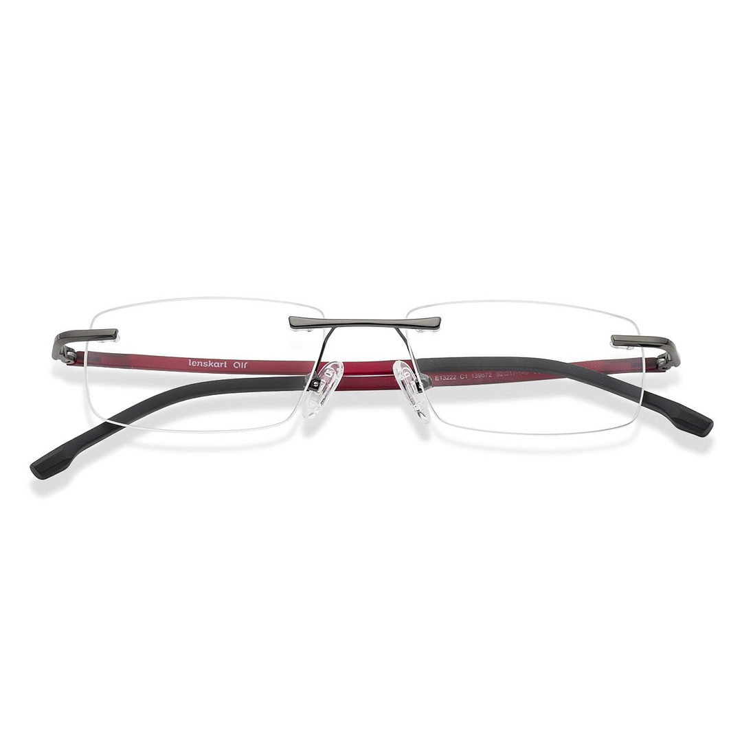 Lenskart Air Online Red Rimless Rectangle left side