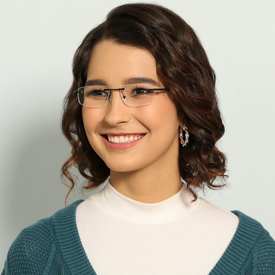 Lenskart Air Online Black Rimless Rectangle left side