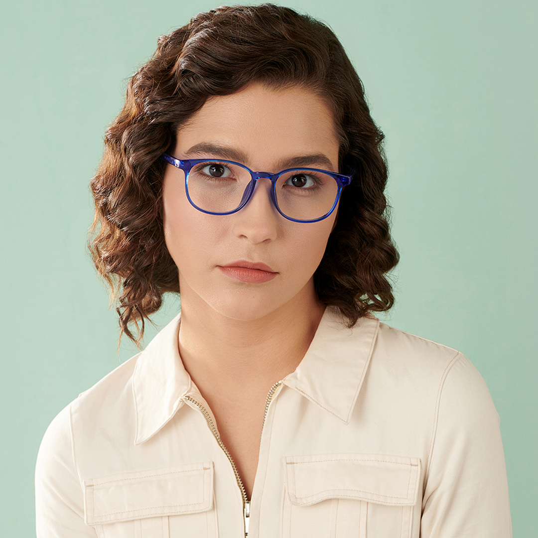 Lenskart Air Online Blue Transparent Full Rim Round left side