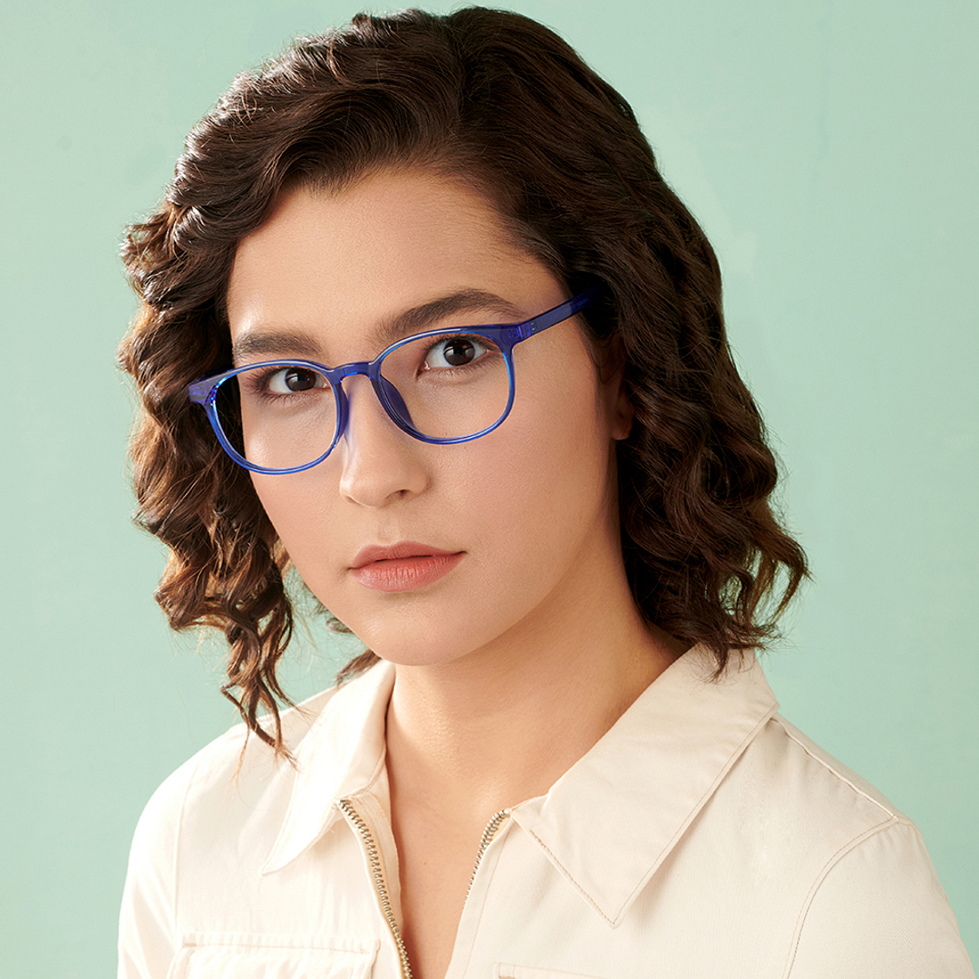 Lenskart Air Online Blue Transparent Full Rim Round right side