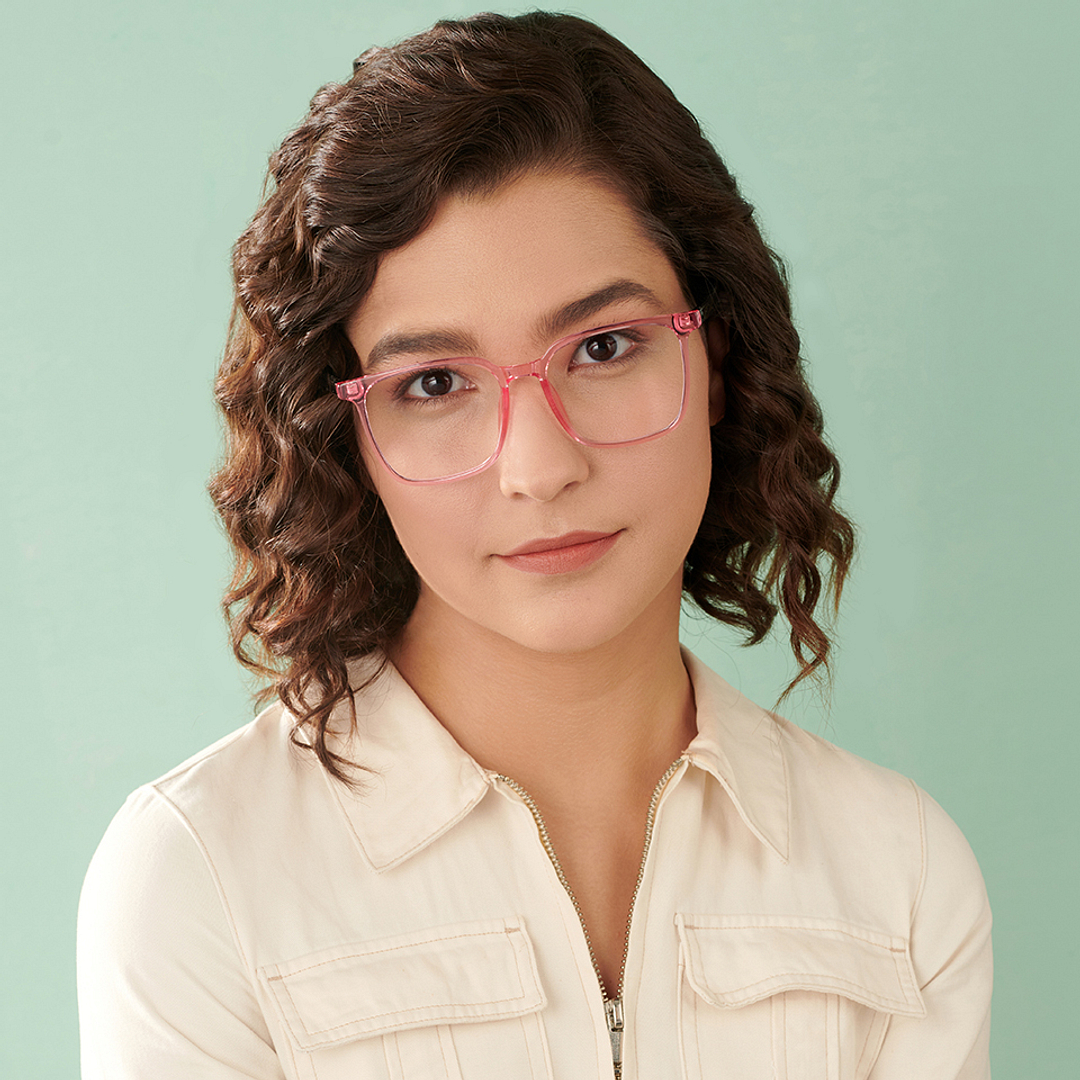 Lenskart Air Online Pink Transparent Full Rim Square left side