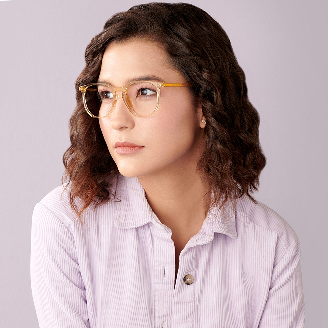 Lenskart Air Online Brown Transparent Full Rim Hexagonal left side