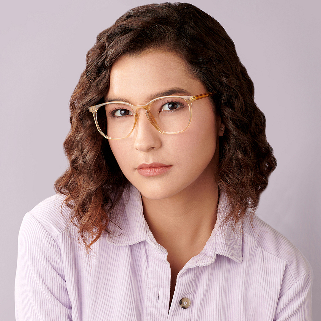 Lenskart Air Online Brown Transparent Full Rim Hexagonal right side