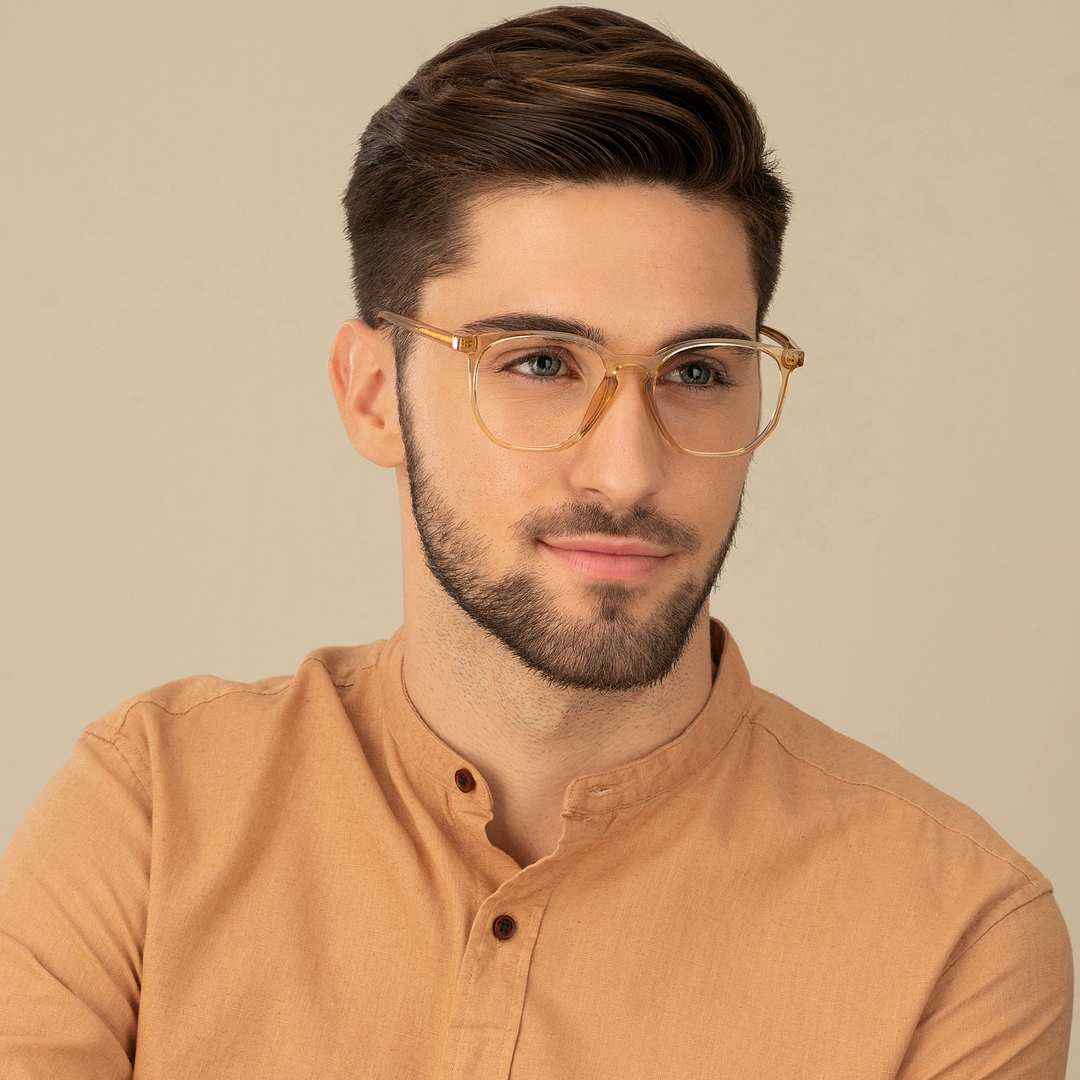 Lenskart Air Online Brown Transparent Full Rim Hexagonal left side