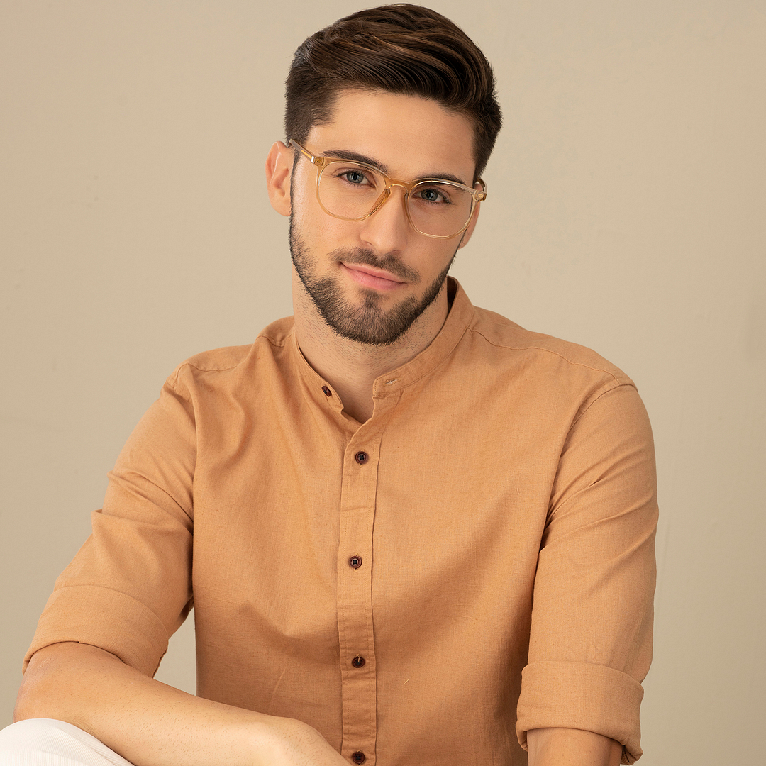 Lenskart Air Online Brown Transparent Full Rim Hexagonal right side