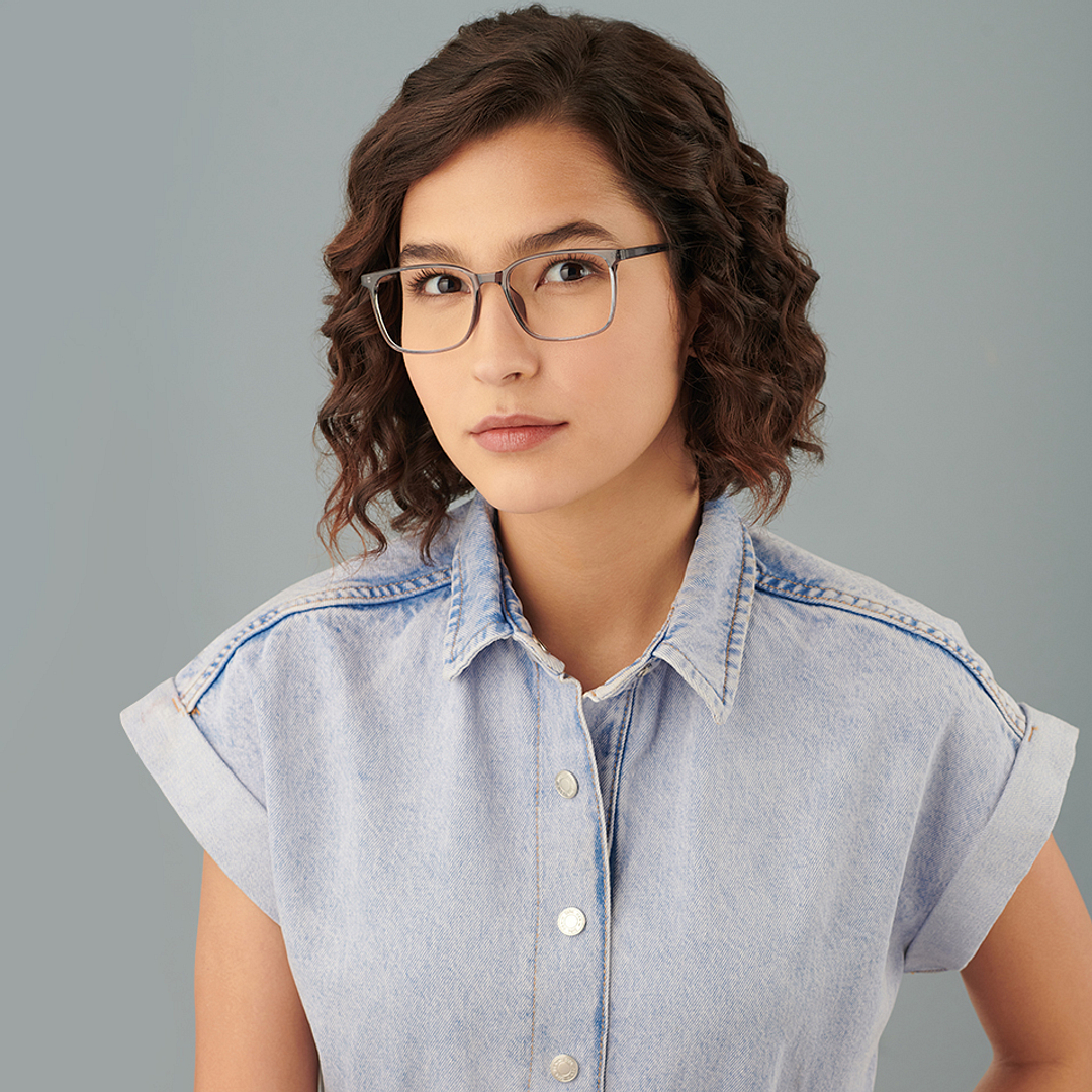 Lenskart Air Online Gray Transparent Full Rim Rectangle left side