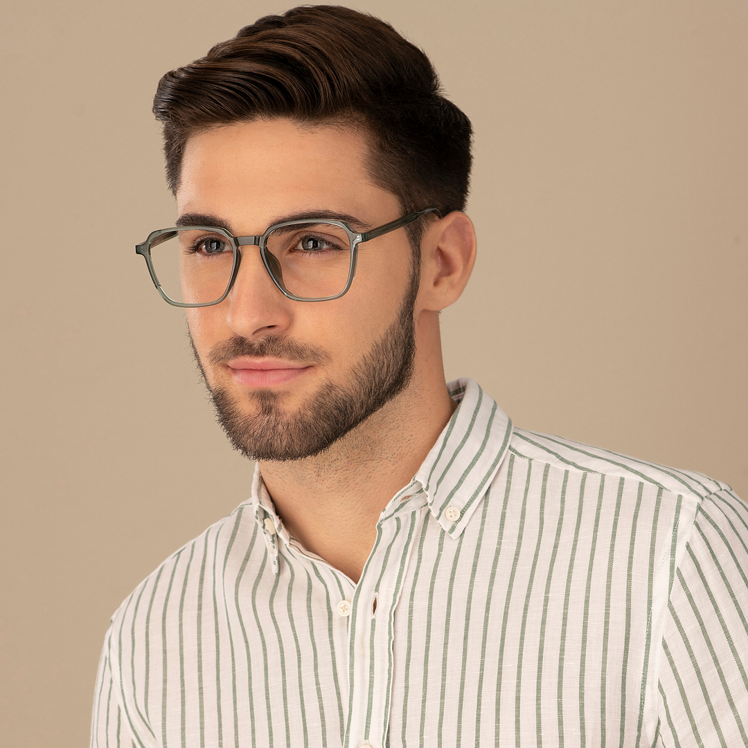 Lenskart Air Online Green Transparent Full Rim Hexagonal left side