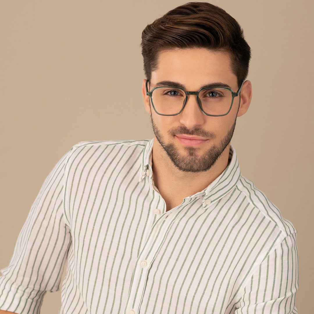 Lenskart Air Online Green Transparent Full Rim Hexagonal right side